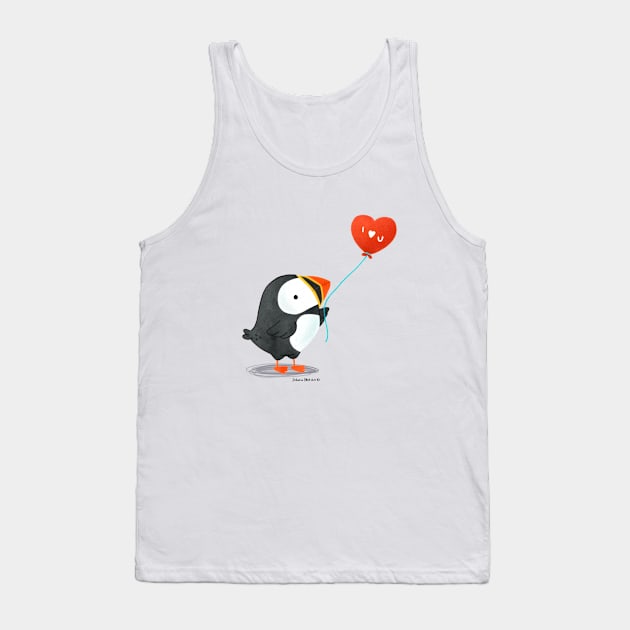 Puffin with a heart balloon Tank Top by julianamotzko